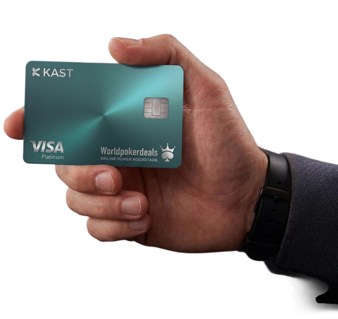 Cartão KAST segurado na mão
